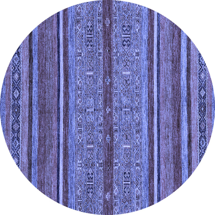 Round Abstract Blue Modern Rug, abs2389blu