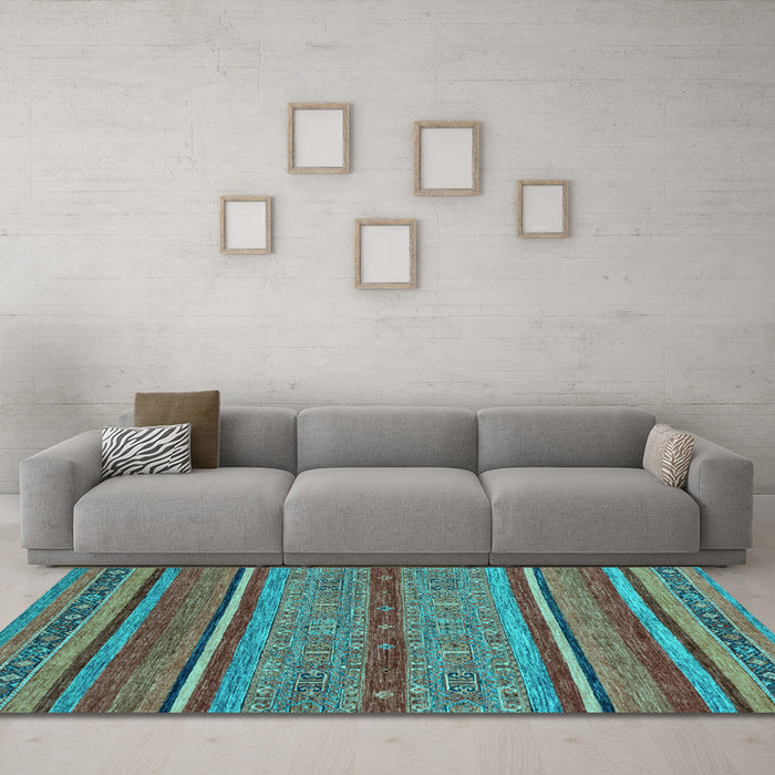 Machine Washable Abstract Light Blue Modern Rug in a Living Room, wshabs2389lblu