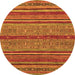 Round Machine Washable Abstract Orange Modern Area Rugs, wshabs2389org