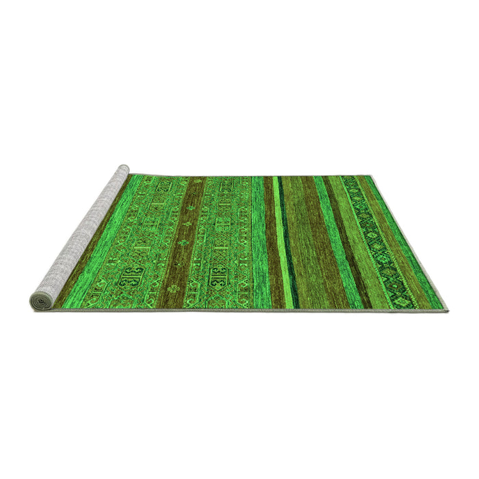 Sideview of Machine Washable Abstract Green Modern Area Rugs, wshabs2389grn