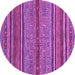 Round Machine Washable Abstract Purple Modern Area Rugs, wshabs2389pur