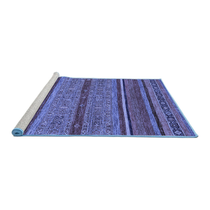 Sideview of Machine Washable Abstract Blue Modern Rug, wshabs2389blu