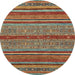 Round Abstract Brown Modern Rug, abs2389