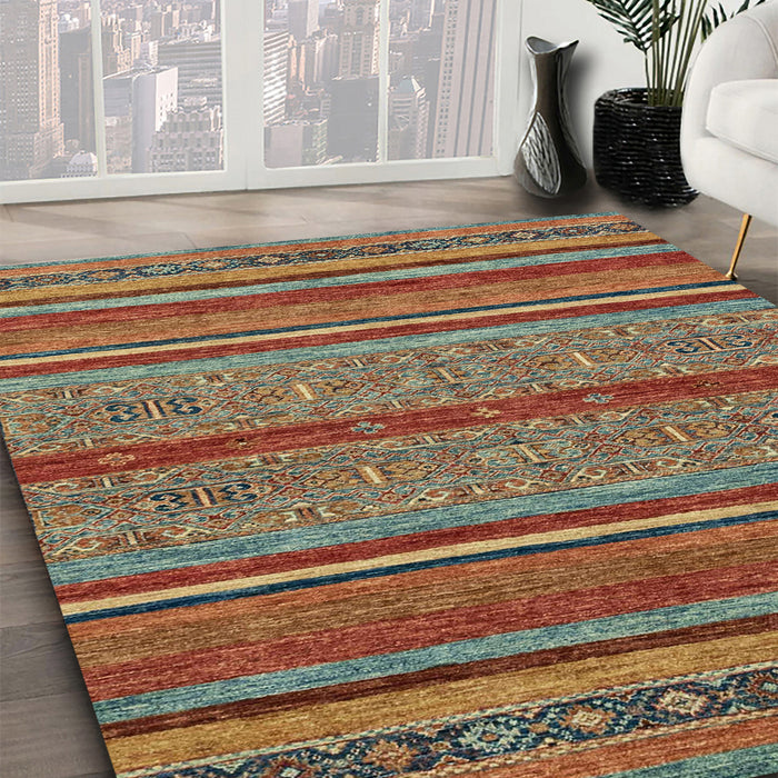 Abstract Brown Modern Rug in Family Room, abs2389