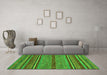 Machine Washable Abstract Green Modern Area Rugs in a Living Room,, wshabs2389grn