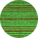 Round Abstract Green Modern Rug, abs2389grn