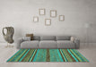 Machine Washable Abstract Turquoise Modern Area Rugs in a Living Room,, wshabs2389turq