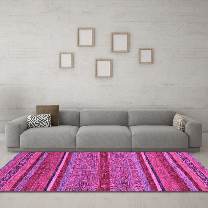 Machine Washable Abstract Pink Modern Rug in a Living Room, wshabs2389pnk