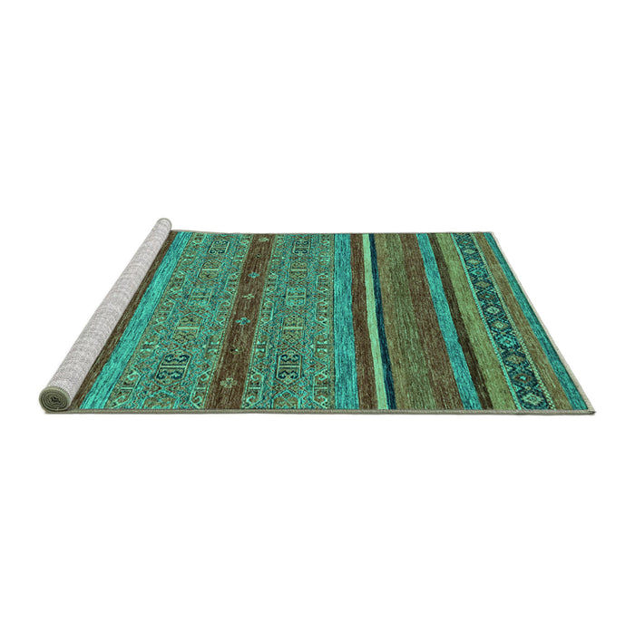 Sideview of Machine Washable Abstract Turquoise Modern Area Rugs, wshabs2389turq