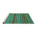 Sideview of Machine Washable Abstract Turquoise Modern Area Rugs, wshabs2389turq