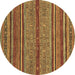 Round Abstract Brown Modern Rug, abs2389brn