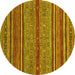 Round Abstract Yellow Modern Rug, abs2389yw