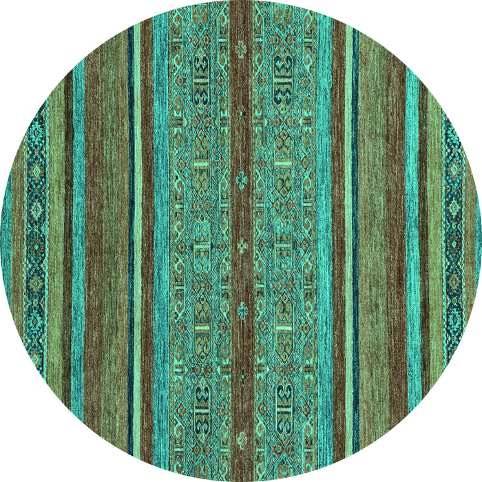 Round Abstract Turquoise Modern Rug, abs2389turq