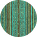 Round Abstract Turquoise Modern Rug, abs2389turq