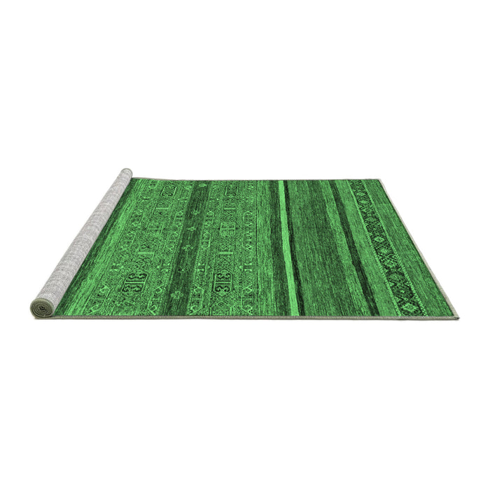 Sideview of Machine Washable Abstract Emerald Green Modern Area Rugs, wshabs2389emgrn
