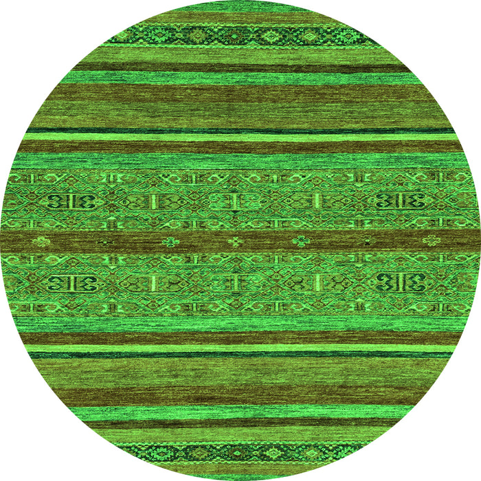 Round Machine Washable Abstract Green Modern Area Rugs, wshabs2389grn