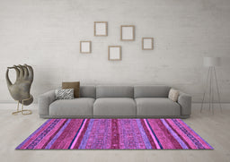 Machine Washable Abstract Purple Modern Area Rugs in a Living Room, wshabs2389pur
