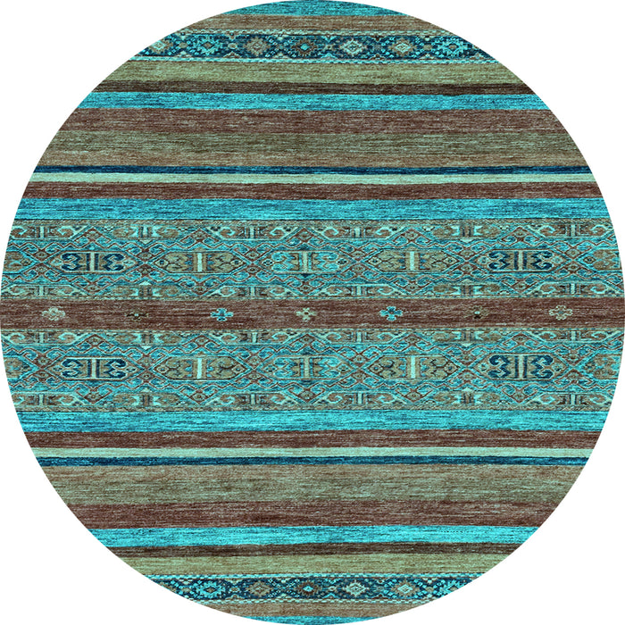 Round Machine Washable Abstract Light Blue Modern Rug, wshabs2389lblu