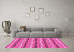 Machine Washable Abstract Pink Modern Rug in a Living Room, wshabs238pnk