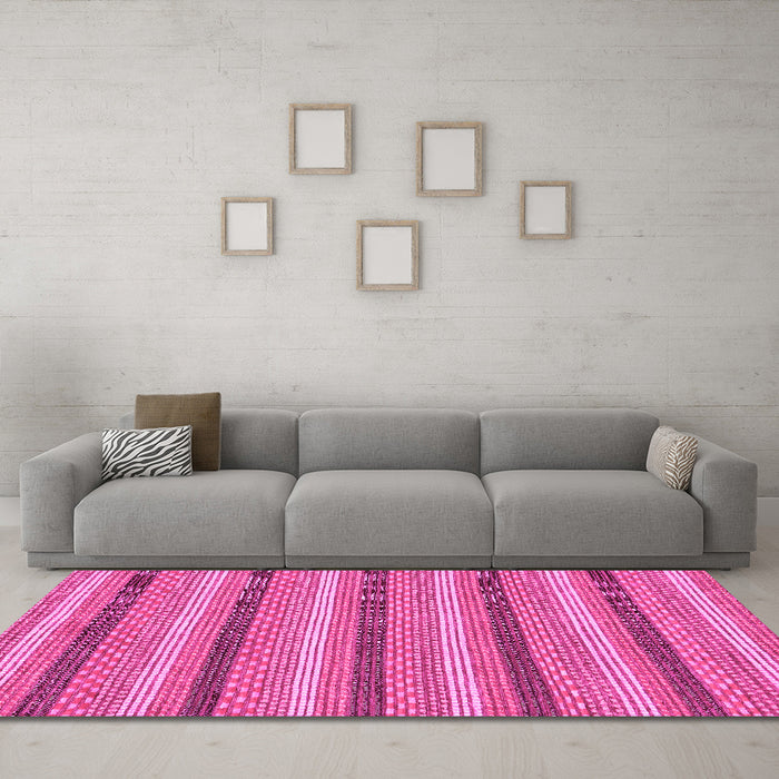 Machine Washable Abstract Pink Modern Rug in a Living Room, wshabs238pnk