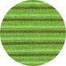 Round Abstract Green Modern Rug, abs238grn