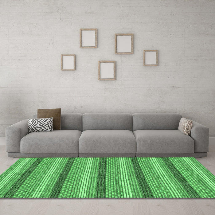 Machine Washable Abstract Emerald Green Modern Area Rugs in a Living Room,, wshabs238emgrn