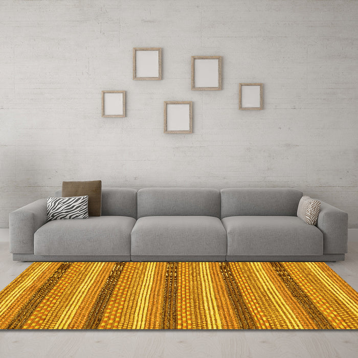 Machine Washable Abstract Yellow Modern Rug in a Living Room, wshabs238yw