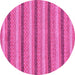 Round Machine Washable Abstract Pink Modern Rug, wshabs238pnk