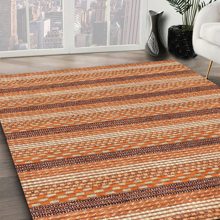 Abstract Brown Sand Brown Modern Rug in Family Room, abs238