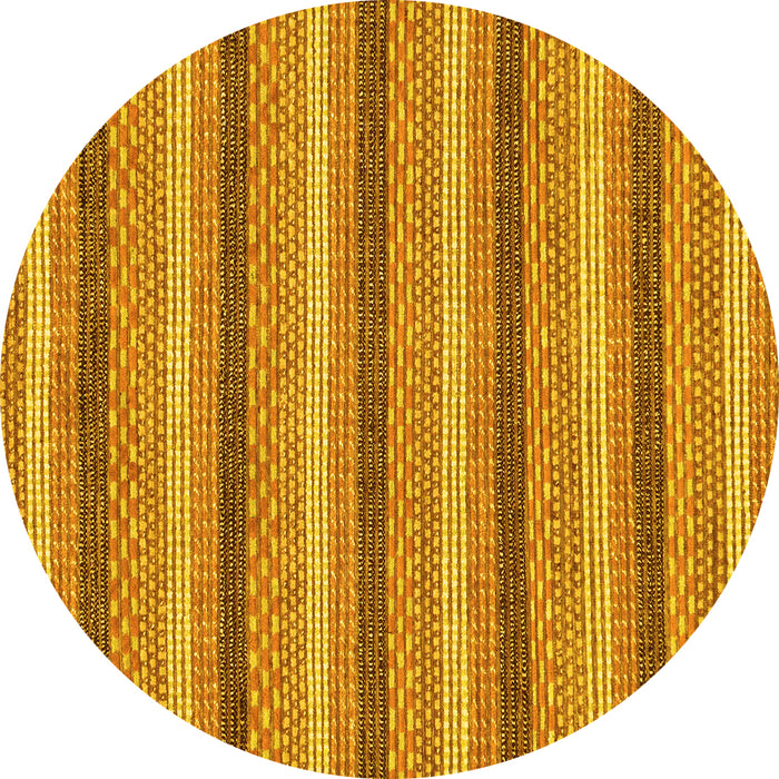 Round Machine Washable Abstract Yellow Modern Rug, wshabs238yw