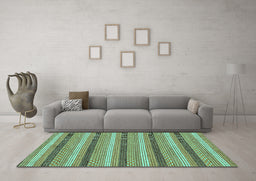 Machine Washable Abstract Turquoise Modern Area Rugs in a Living Room,, wshabs238turq