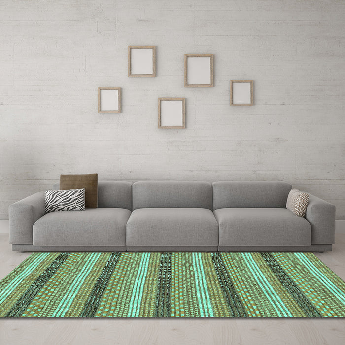 Machine Washable Abstract Turquoise Modern Area Rugs in a Living Room,, wshabs238turq