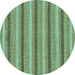 Round Abstract Turquoise Modern Rug, abs238turq