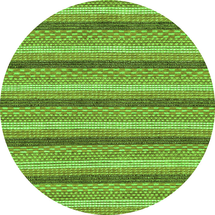 Round Machine Washable Abstract Green Modern Area Rugs, wshabs238grn