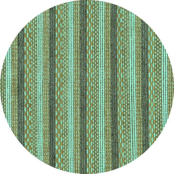 Round Machine Washable Abstract Turquoise Modern Area Rugs, wshabs238turq