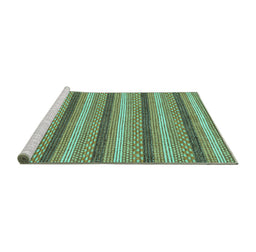 Sideview of Machine Washable Abstract Turquoise Modern Area Rugs, wshabs238turq