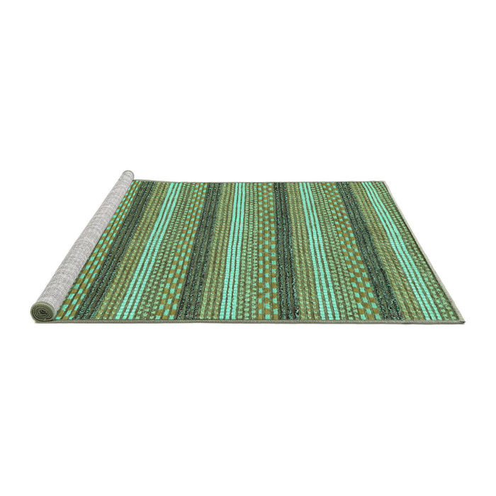 Sideview of Machine Washable Abstract Turquoise Modern Area Rugs, wshabs238turq
