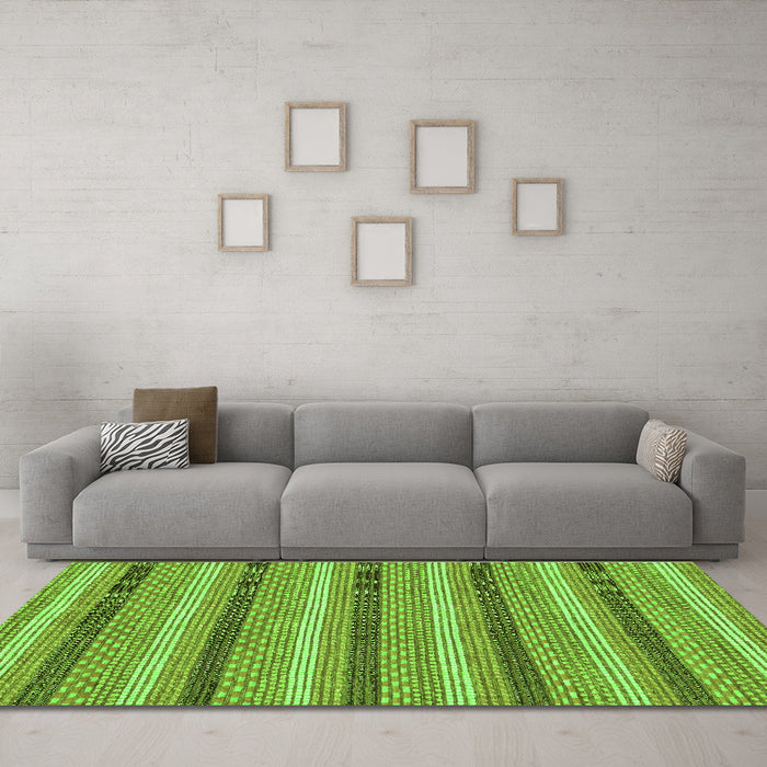 Machine Washable Abstract Green Modern Area Rugs in a Living Room,, wshabs238grn