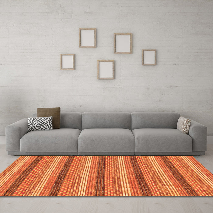 Machine Washable Abstract Orange Modern Area Rugs in a Living Room, wshabs238org
