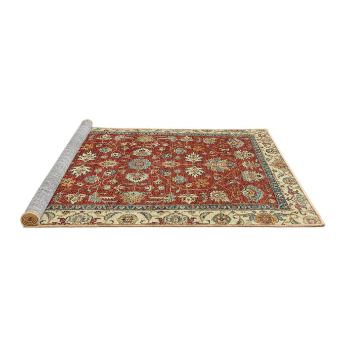 Sideview of Machine Washable Abstract Red Rug, wshabs2390