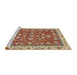 Sideview of Machine Washable Abstract Red Rug, wshabs2390
