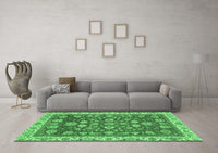 Machine Washable Oriental Emerald Green Traditional Rug, wshabs2390emgrn