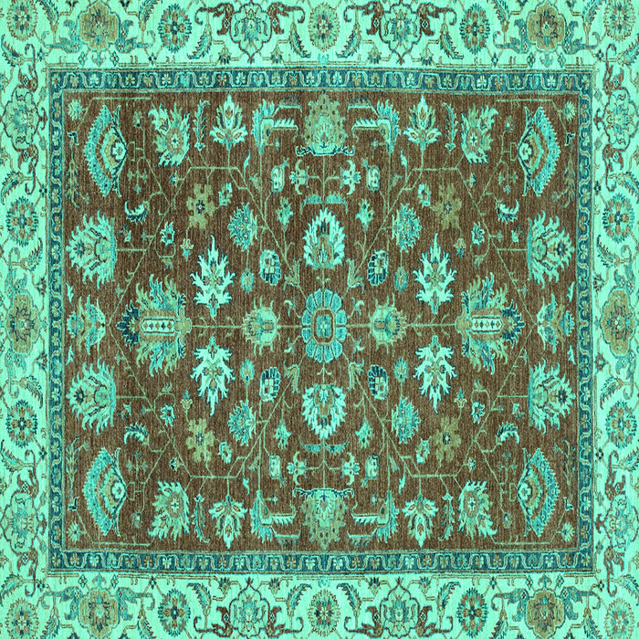 Square Machine Washable Oriental Turquoise Traditional Area Rugs, wshabs2390turq