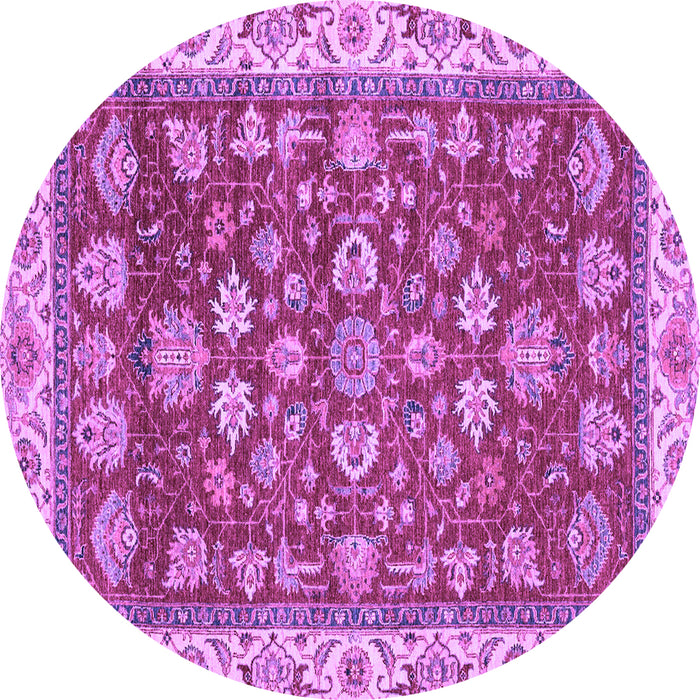 Round Machine Washable Oriental Purple Traditional Area Rugs, wshabs2390pur