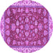 Round Machine Washable Oriental Purple Traditional Area Rugs, wshabs2390pur