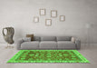 Machine Washable Oriental Green Traditional Area Rugs in a Living Room,, wshabs2390grn