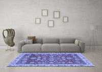 Machine Washable Oriental Blue Traditional Rug, wshabs2390blu