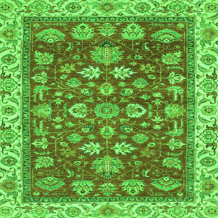 Square Machine Washable Oriental Green Traditional Area Rugs, wshabs2390grn