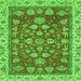 Square Machine Washable Oriental Green Traditional Area Rugs, wshabs2390grn