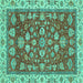 Square Oriental Turquoise Traditional Rug, abs2390turq